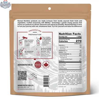 California Breakfast Bowl by Nomad Nutrition, a plant-based vegan gluten-free dehydrated meal with fresh ingredients in a half-serving size.