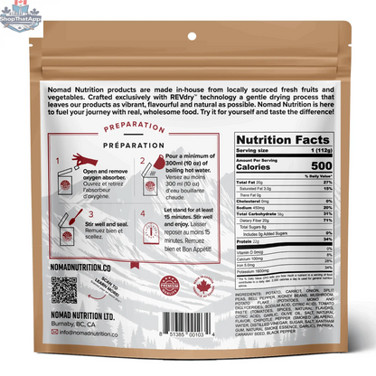 Nomad Nutrition Hungarian Goulash dehydrated meal with traditional flavors, plant-based, vegan, gluten-free, ideal for outdoor dining.