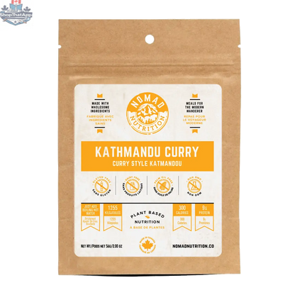 Nomad Nutrition Kathmandu Curry Half Serving in a bowl, showcasing vibrant, plant-based, gluten-free dehydrated vegan food.
