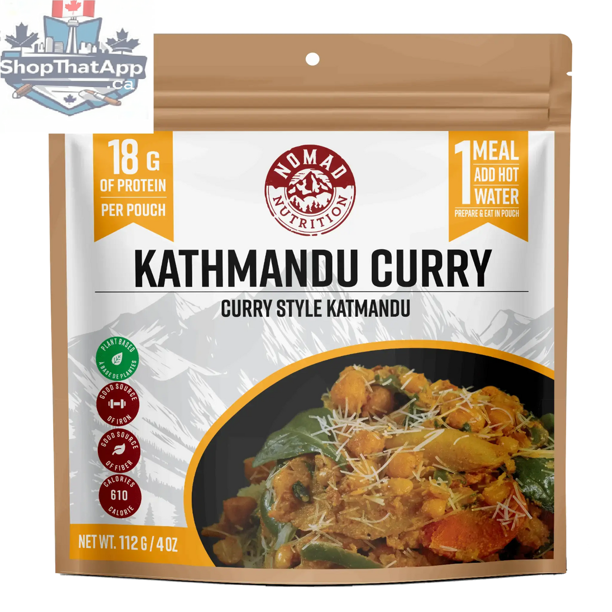Nomad Nutrition Kathmandu Curry Powder in a jar, showcasing vibrant spice blend for vegan, gluten-free, plant-based dishes.