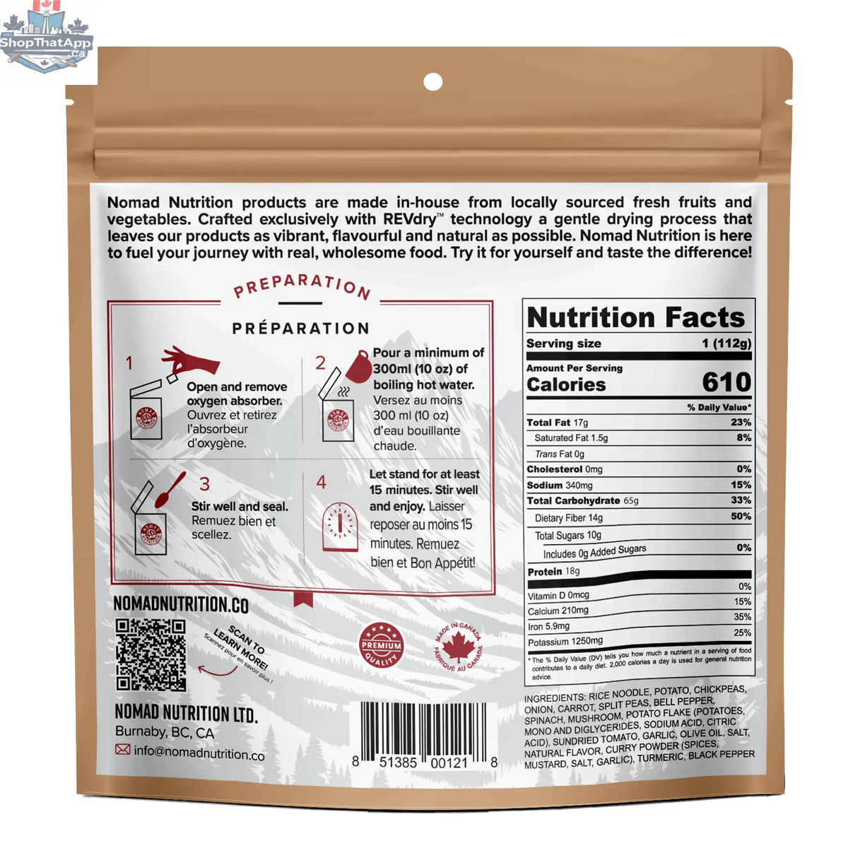 Nomad Nutrition Kathmandu Curry Powder in a jar, showcasing vibrant, dehydrated plant-based spice blend for flavorful vegan dishes.