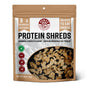Plant-based protein shreds by Nomad Nutrition, chicken flavor, vegan, gluten-free dehydrated food with chick'n texture.