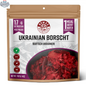 Dehydrated Ukrainian Borscht soup by Nomad Nutrition, showcasing vibrant red beet-based vegan and gluten-free Ukrainian dish.