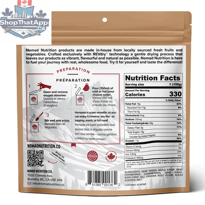 Westcoast Hempola cereal from Nomad Nutrition featuring organic hemp seeds, gluten-free, vegan, plant-based breakfast food.