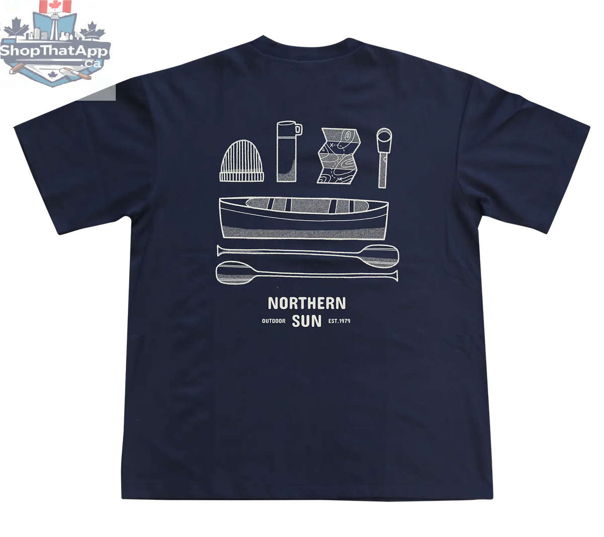 Navy men's T-shirt from Northern Sun with paddle-back design, made for ultimate comfort and casual style.