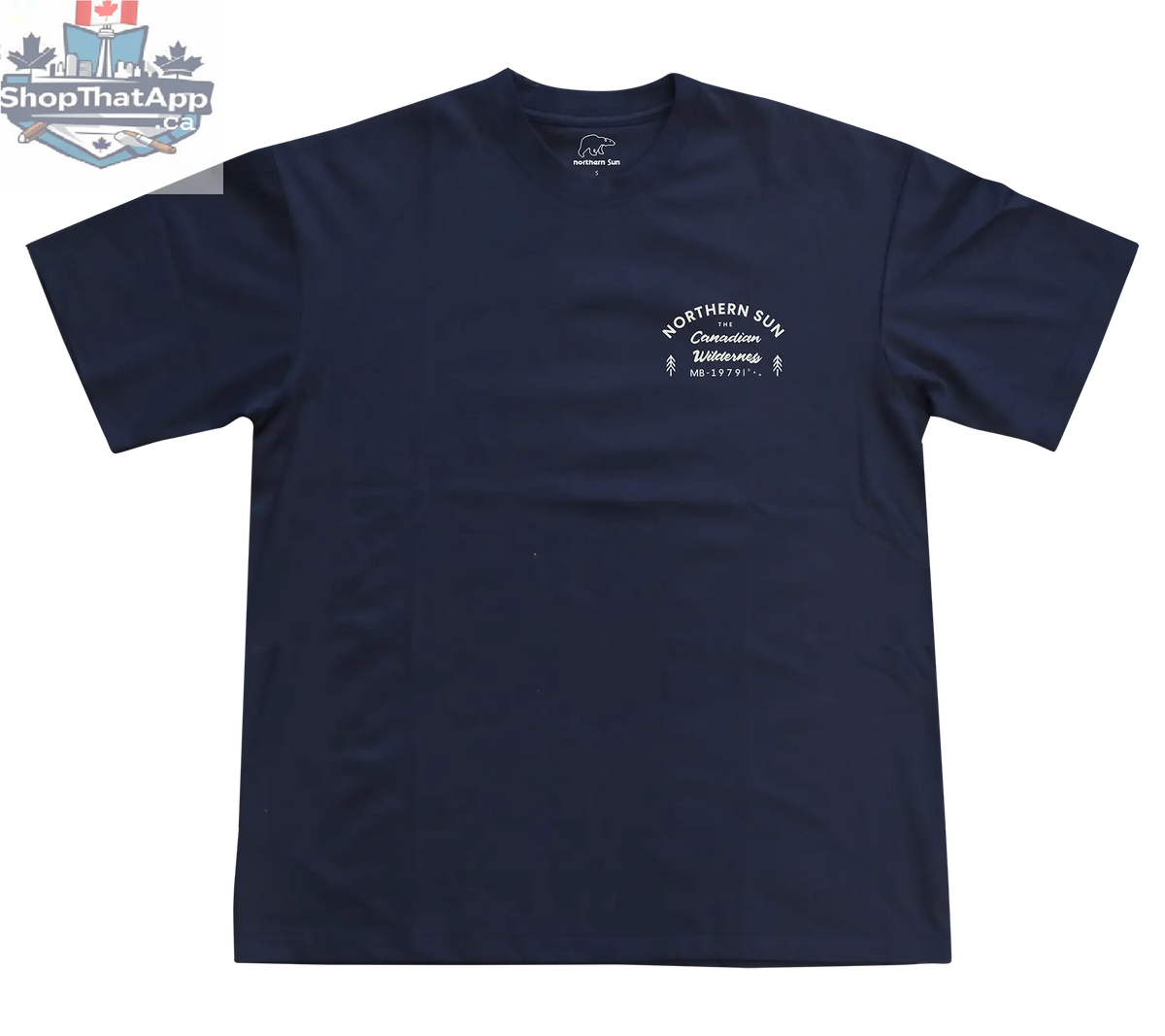 Navy men's T-shirt with Northern Sun logo on front, showcasing casual style and comfortable fit.