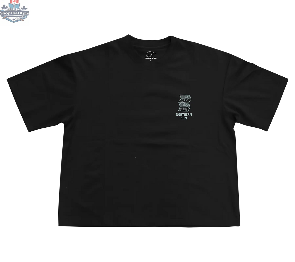 Black women's T-shirt by Northern Sun with a front paddle design, perfect for comfortable everyday wear and stylish looks.