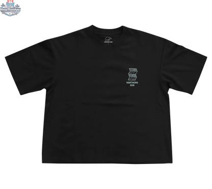 Black women's T-shirt by Northern Sun with a front paddle design, perfect for comfortable everyday wear and stylish looks.