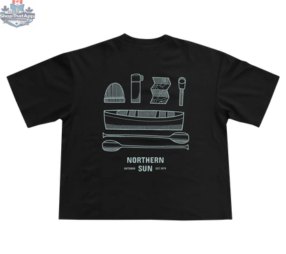 Black women's T-shirt by Northern Sun featuring a paddle back design, perfect for comfortable everyday wear and stylish casual looks.