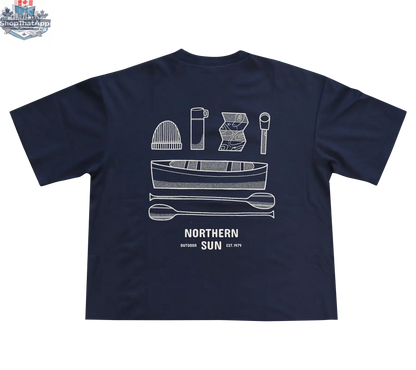 Navy women's T-shirt by Northern Sun featuring a paddle back design, perfect for comfortable everyday wear and stylish casual looks.