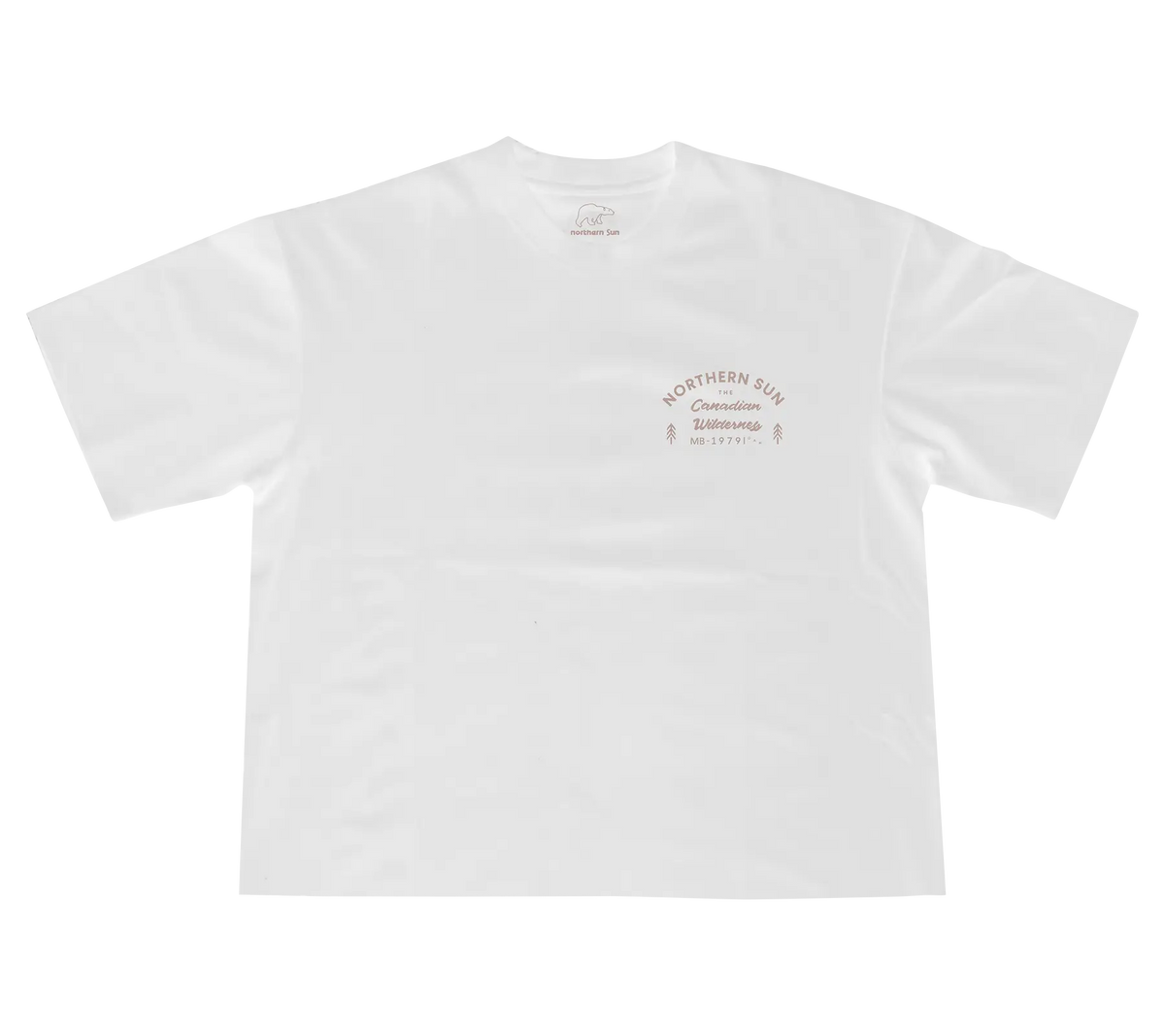 White women's T-shirt with Northern Sun logo front view, perfect for comfortable everyday wear and stylish casual looks.