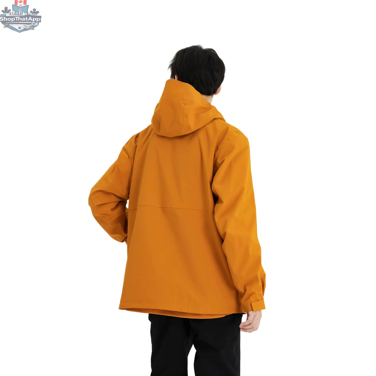 Northern Sun men's 3-in-1 waterproof winter jacket shown in ginger color, featuring multiple layers and adjustable features.