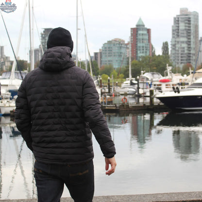 Northern Sun Dawson Down Jacket, lightweight woven down jacket with a snug fit, suitable for cold weather in Vancouver.