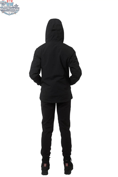 Black Northern Sun 3-in-1 winter jacket for women, waterproof and versatile, showing the back view with adjustable features.