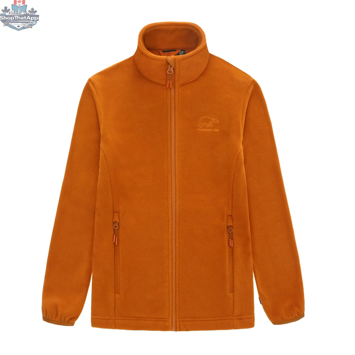 Northern Sun women's 3-in-1 waterproof winter jacket with fleece lining in bright orange, versatile for all weather conditions.