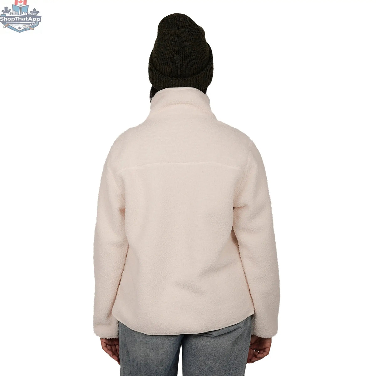 Northern Sun women's teddy fleece jacket, cozy and stylish, shown from the back with soft, plush fabric perfect for casual wear.