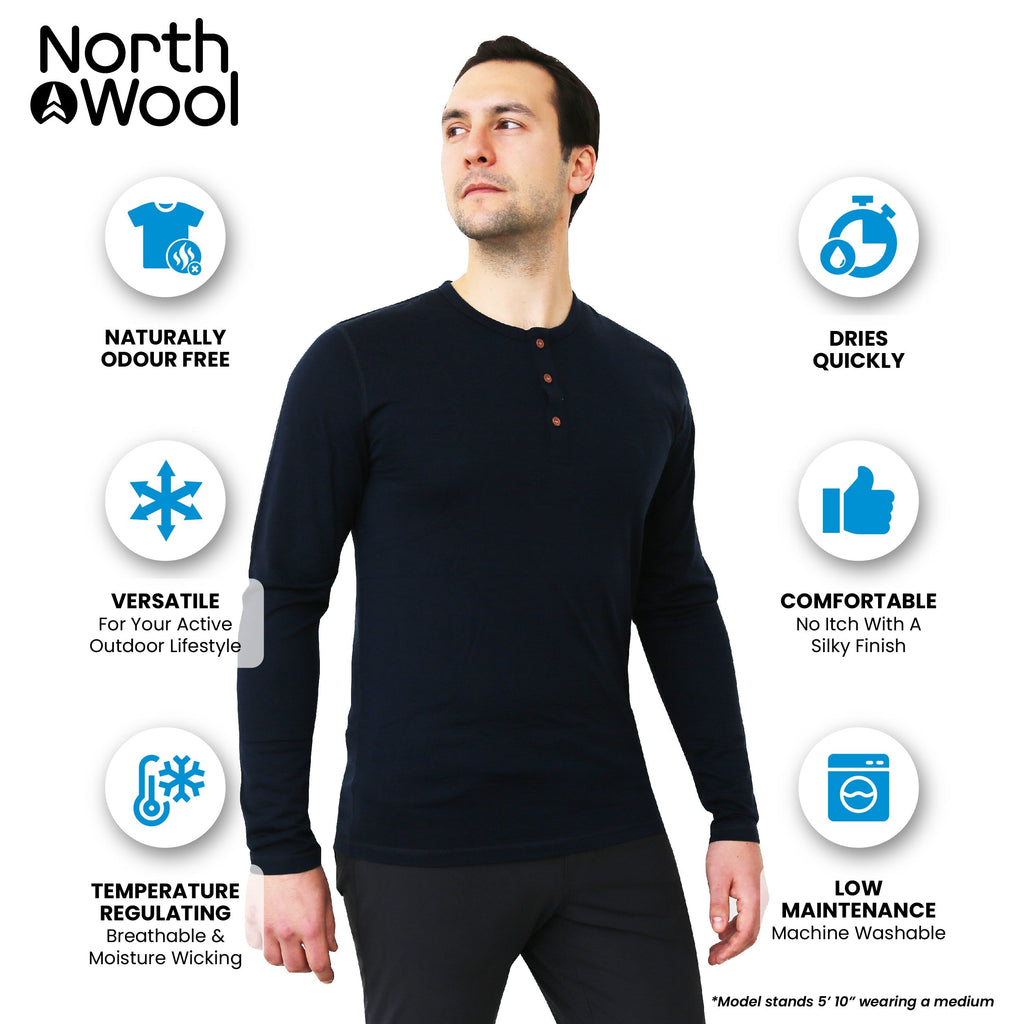 NorthWool Men's Merino Blend Henley — Heavyweight