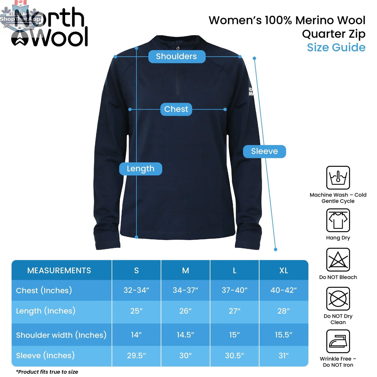 NorthWool Women's Merino Blend 1/4 Zip Pullover — Heavyweight - Shopthatapp.ca