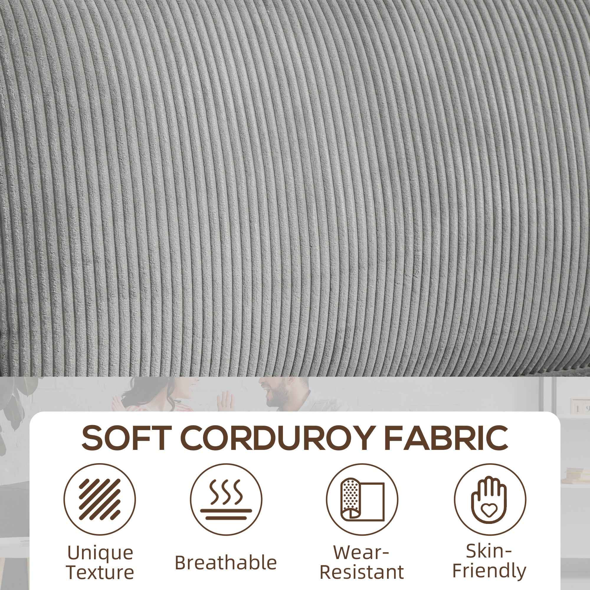 Laura Upholstered Sofa with Cup Holders-Light Grey