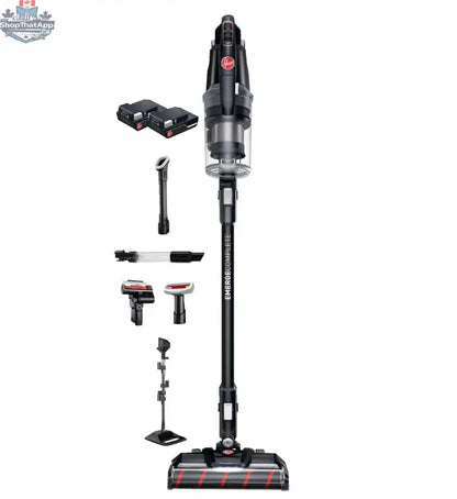 Hoover OnePower Emerge cordless vacuum cleaner with two batteries, showing a sleek design and lightweight build.
