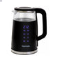 Glass Kenmore 1.7L double-wall electric kettle with touch screen from oboxliquidation, showing the sleek design and control panel.