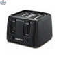 Starfrit 4-slice toaster in black with 6 browning control settings, showcasing the appliance's modern design and control dials.