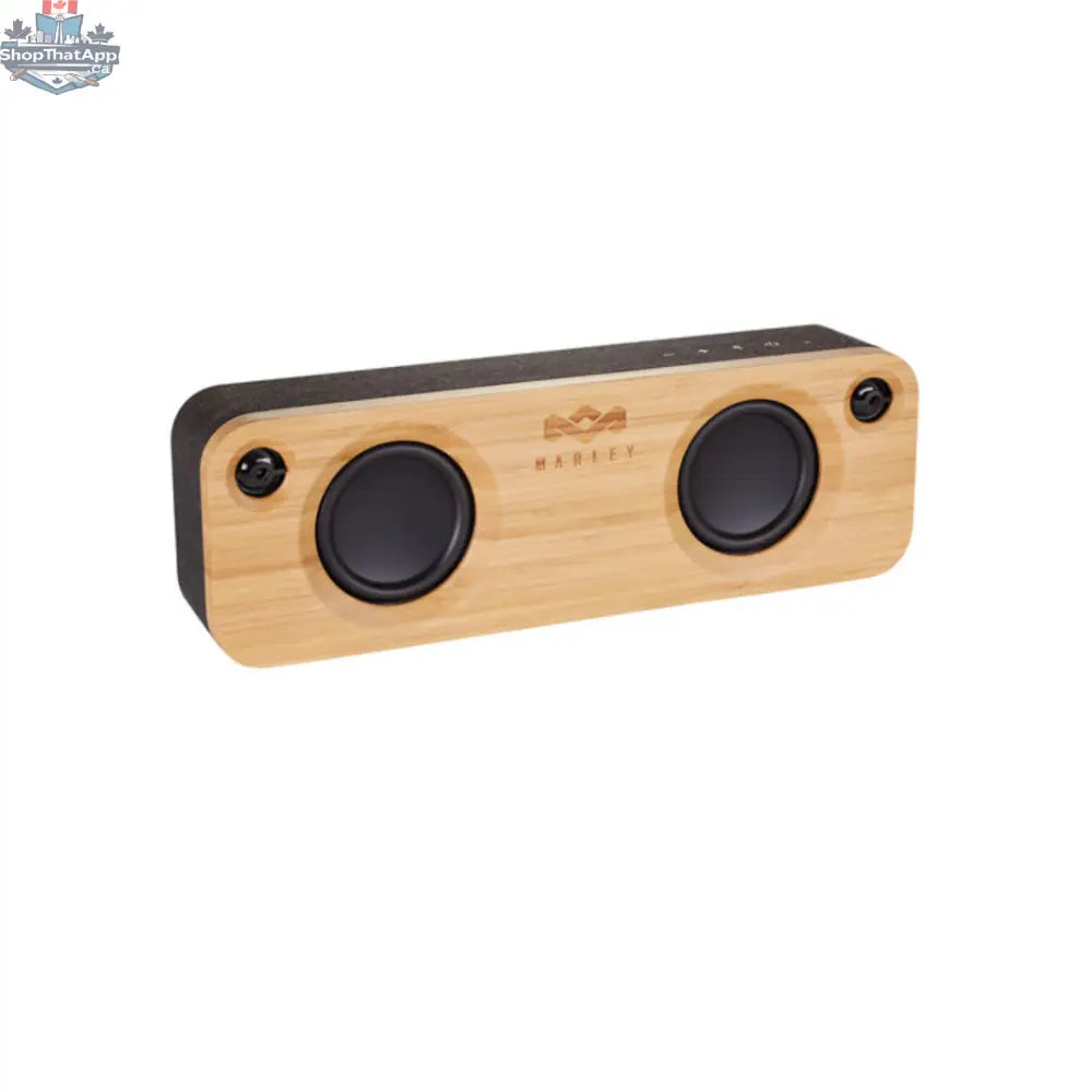 Wireless Bluetooth speaker from House of Marley Get Together EM-JA006-SB, portable design with fabric cover and control buttons.