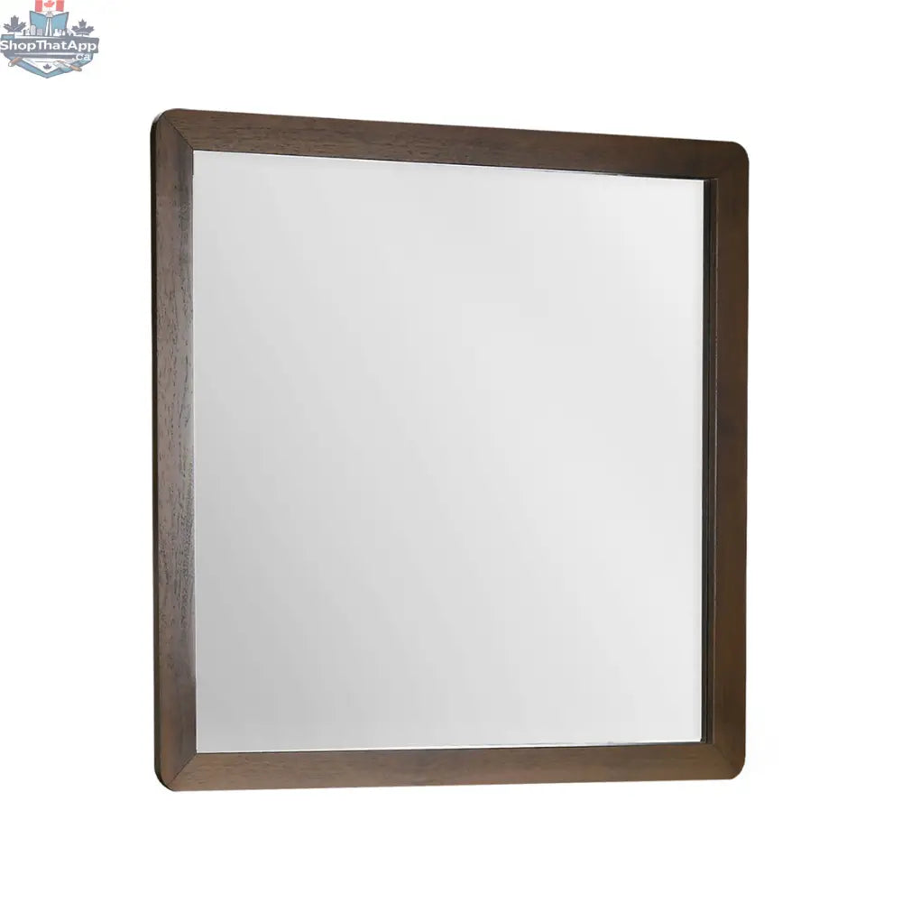 Noyer-finish wall mirror from Monarch, elegant bedroom furniture by oboxliquidation, featuring a sleek, polished design.