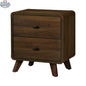 Noyer nightstand with two drawers and elegant Monarch finish, bedroom furniture piece showcasing smooth surface and modern design.