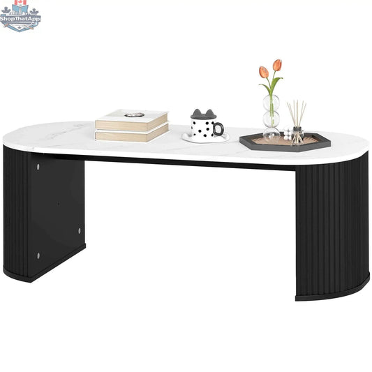 Modern black faux-marble coffee table from SLOTH Nation featuring a sleek, minimalist design and sturdy furniture build.