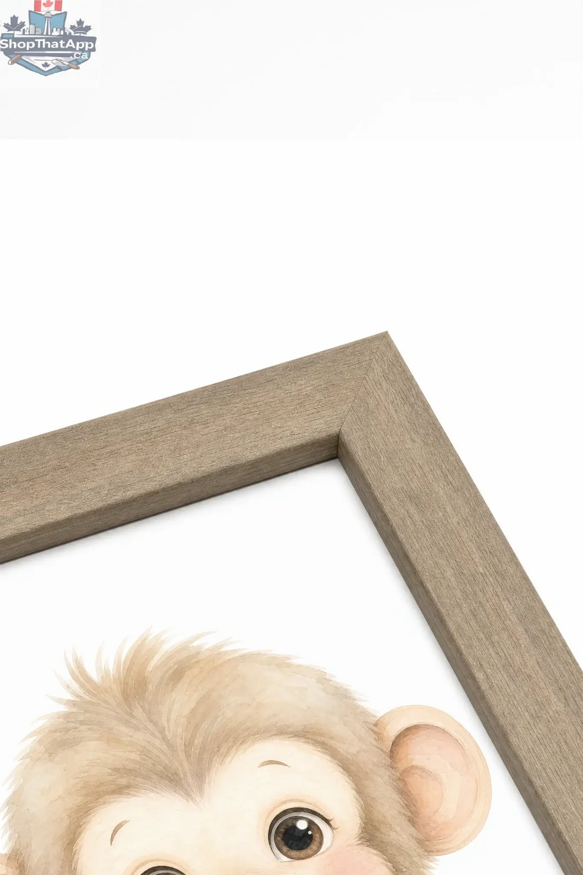 PETIT SINGE Oeuvre sur toile rigide encadré brun chêne - Shopthatapp.ca