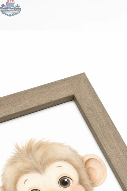 PETIT SINGE Oeuvre sur toile rigide encadré brun chêne - Shopthatapp.ca