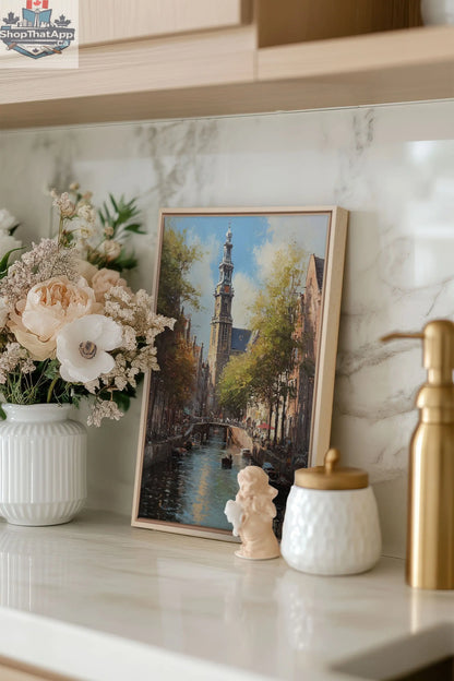 Tableau Canaux d'Amsterdam, Oeuvre Sur Toile Étirée - Shopthatapp.ca