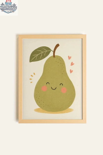 COEUR DE POIRE encadré - Oeuvre sur toile rigide avec cadre Naturel Clair (collective) - Shopthatapp.ca