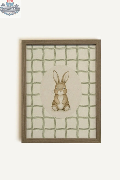 COUNTRY BUNNY Canvas Art - Oeuvre sur toile rigide encadrée en brun chêne (collective) - Shopthatapp.ca