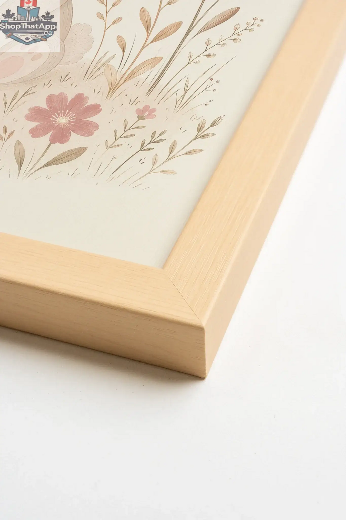 Flower Bunny Art Print - Oeuvre sur Toile Rigide, Encadré Naturel Clair (Collective) - Shopthatapp.ca