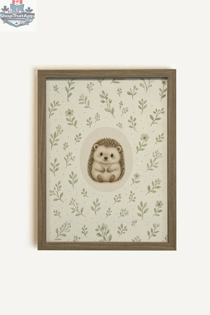 PETIT HÉRISSON - Toile Petit Hérisson Art sur toile rigide, encadré brun chêne (collective) - Shopthatapp.ca