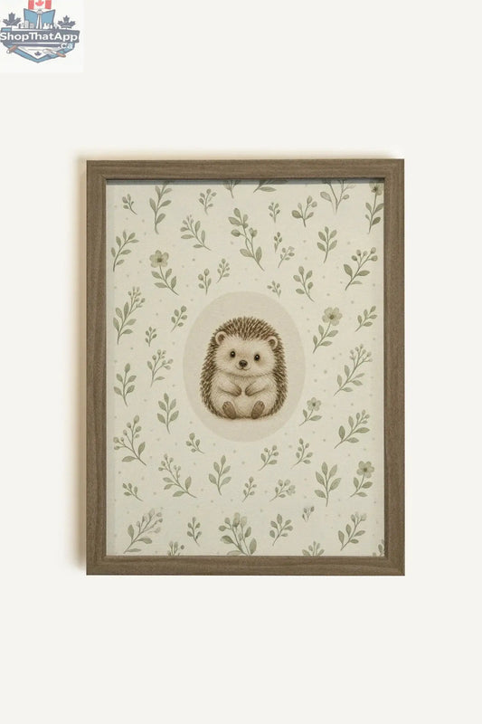 PETIT HÉRISSON - Toile Petit Hérisson Art sur toile rigide, encadré brun chêne (collective) - Shopthatapp.ca