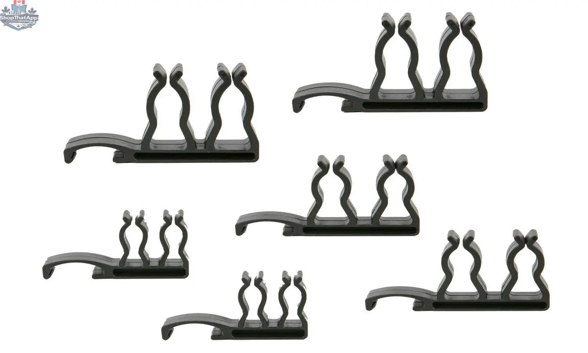 Six Olsa Tools Canada ratchet extension holder clips for aluminum socket organizers, designed to secure and organize tools efficiently.