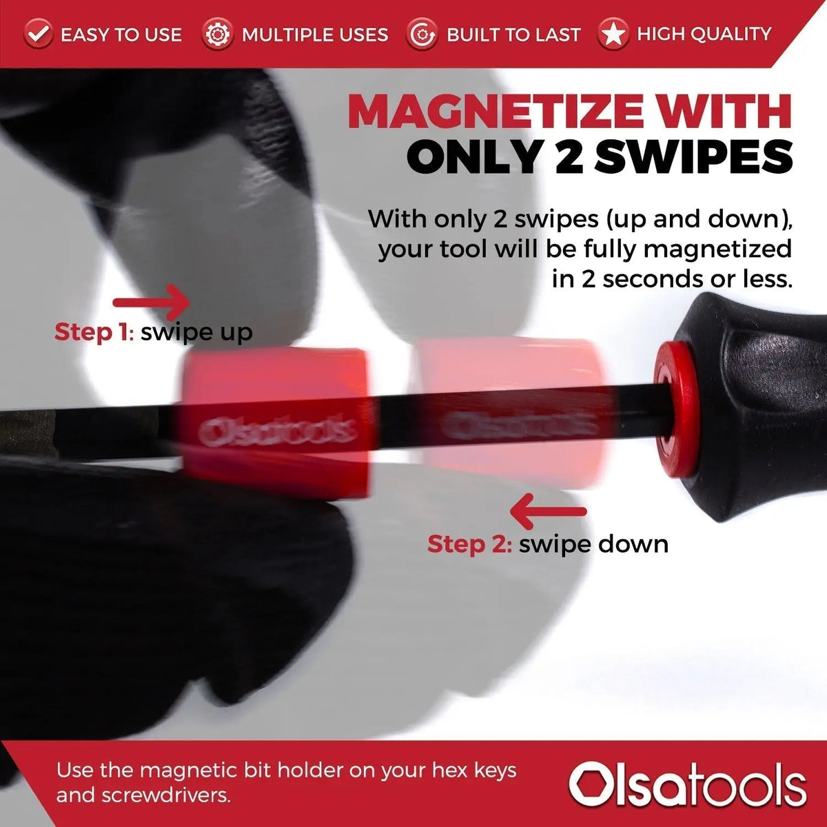 Olsa Tools Canada magnetizer and demagnetizer tool with ring and screwdriver bit holder for enhanced tool performance.