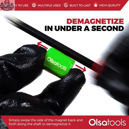 Olsa Tools Canada magnetizer and demagnetizer tool with ring and screwdriver bit holder for enhanced performance.