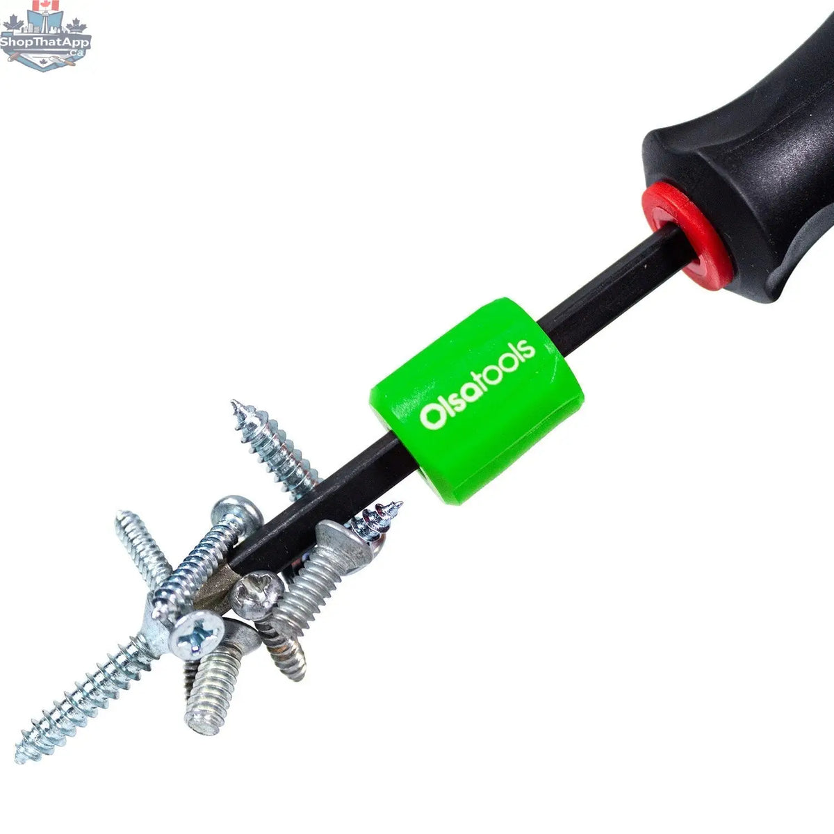 Olsa Tools Canada magnetizer and demagnetizer tool with ring and screwdriver bit holder, used for enhancing magnetic performance.