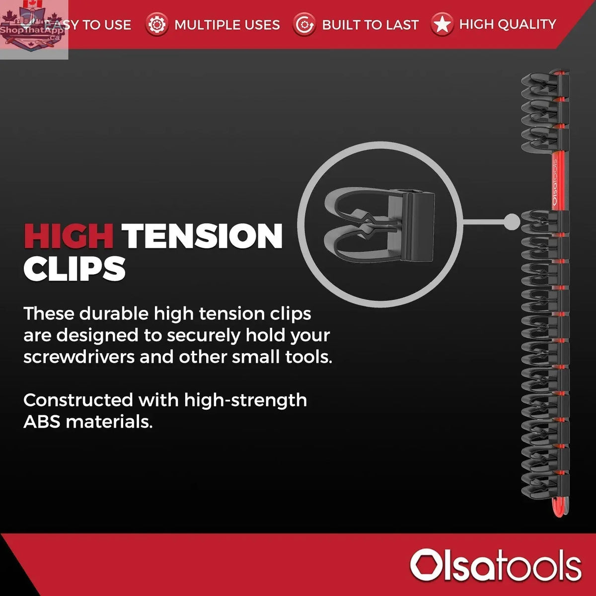 Olsa Tools Canada wall mount screwdriver storage holder with organized slots for easy tool management and quick access