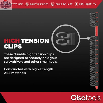 Olsa Tools Canada wall mount screwdriver storage holder with organized slots for easy tool management and quick access