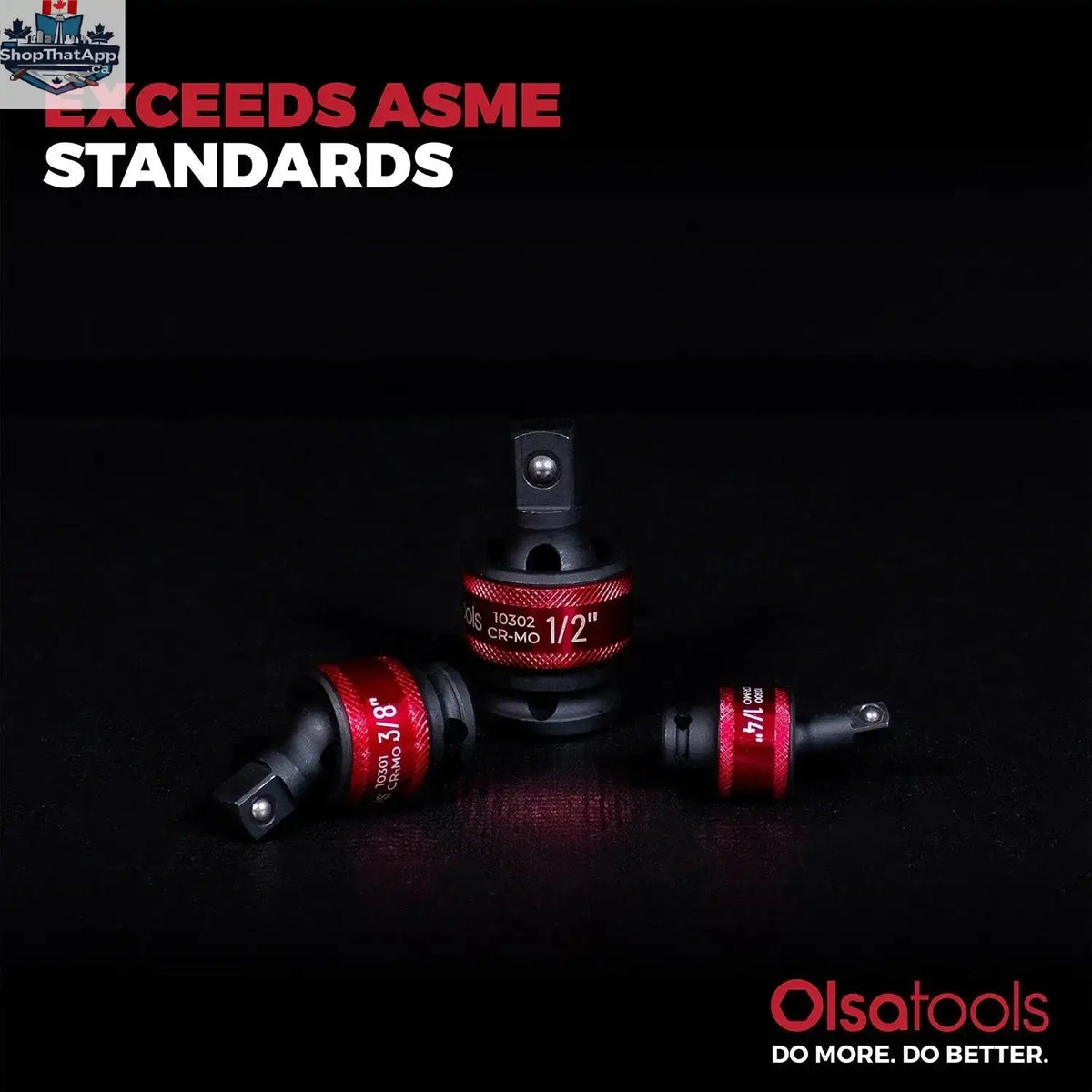 3pc Universal Joint Socket Adapter Set for 1/2", 3/8", and 1/4" Drive - Shopthatapp.ca
