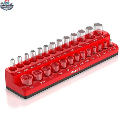 Olsa Tools Canada 2-row magnetic socket holders for 1/2 drive click torque wrenches, organizing socket sets efficiently