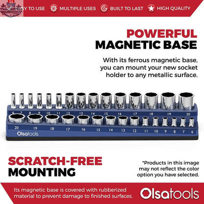 Olsa Tools Canada 2-Row Magnetic Socket Holders for 1/2 Drive Click Torque Wrench, organized socket storage and organization