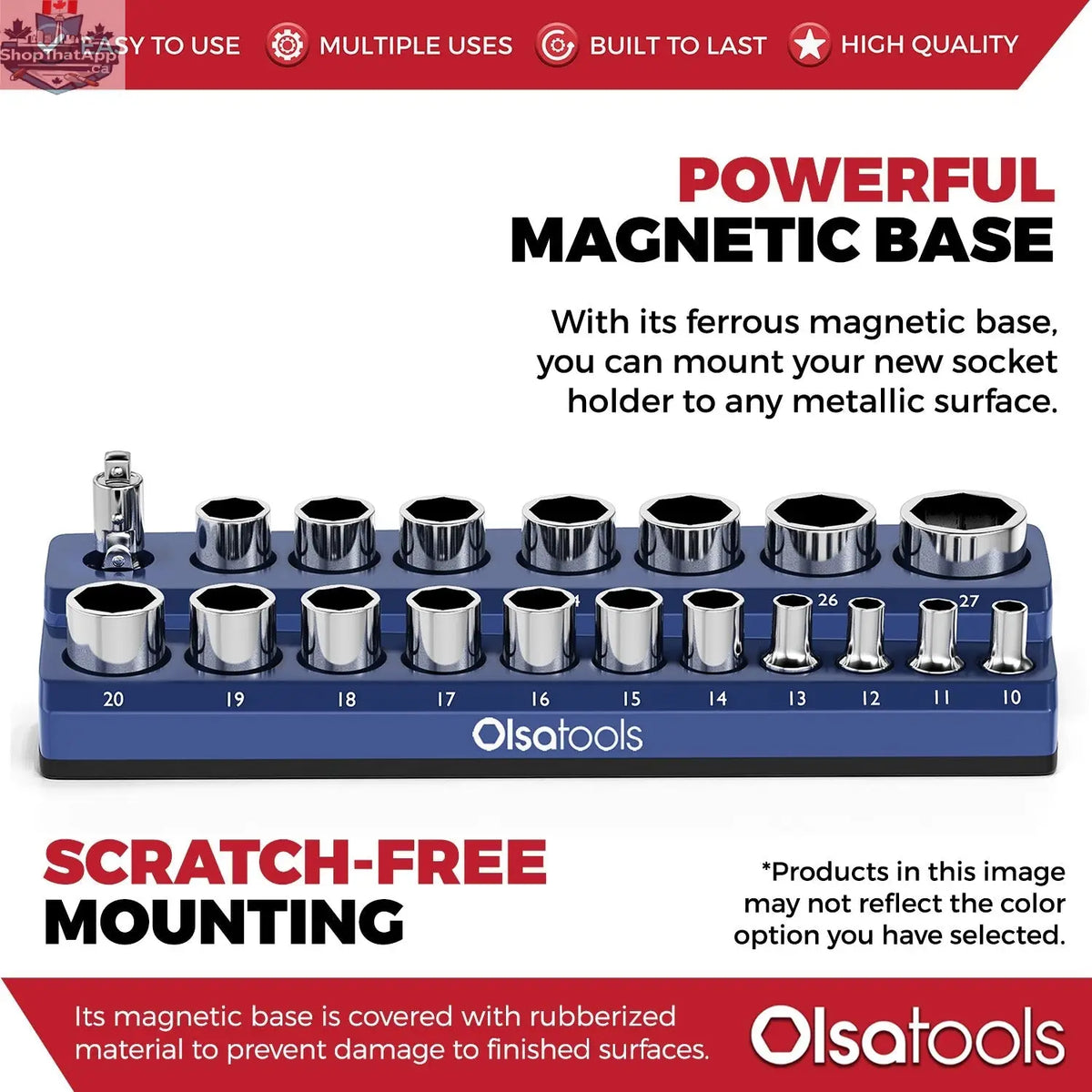 Olsa Tools Canada 2-Row Magnetic Socket Holders for 1/2 drive click torque wrench, organized socket storage solution