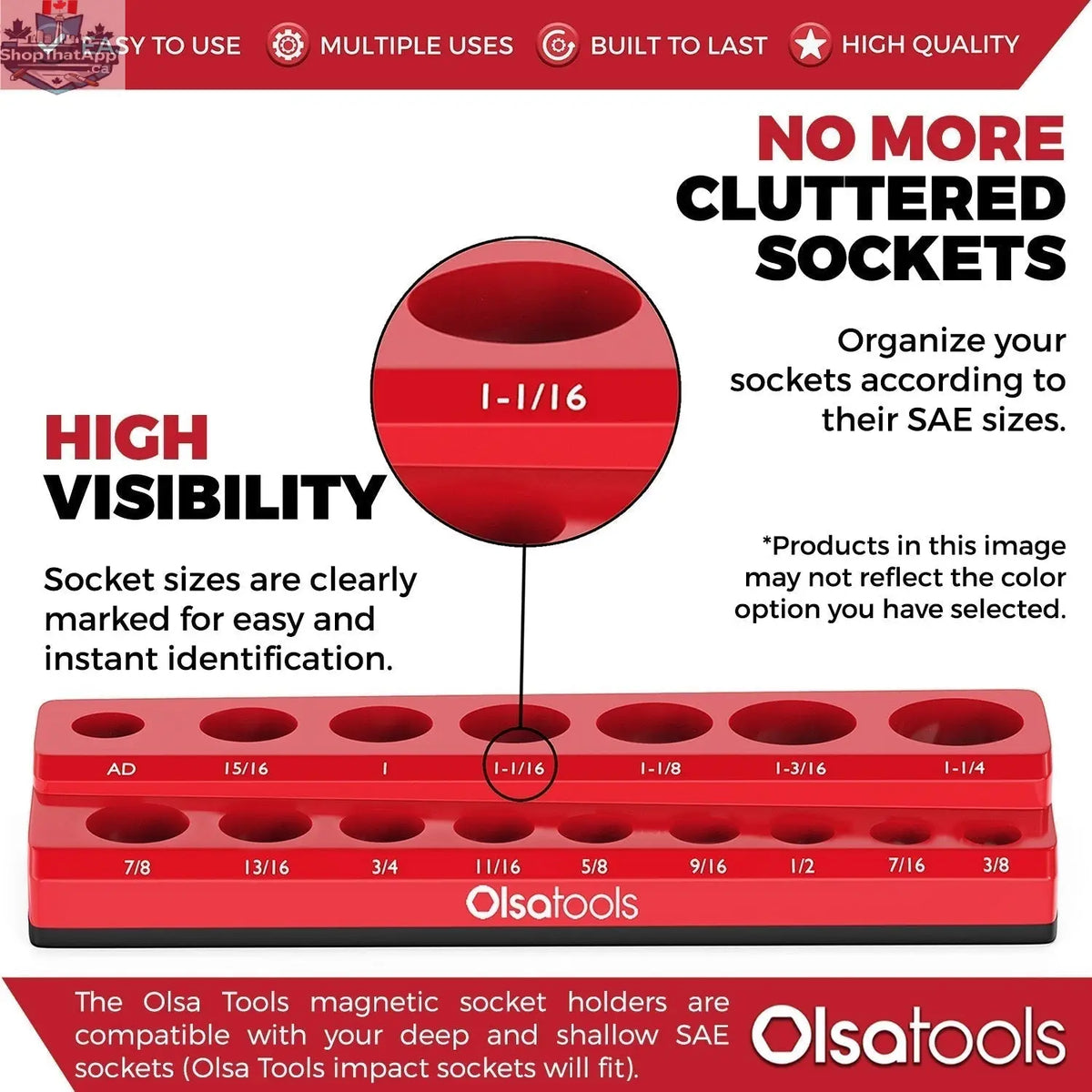 Olsa Tools Canada 2-Row Magnetic Socket Holders for 1/2 Drive Click Torque Wrench, organized socket storage solution