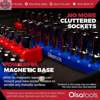 Olsa Tools Canada 2-Row Magnetic Socket Holders for 1/2 Drive Click Torque Wrench, socket organizers with magnetic retention